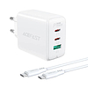 Fali töltő Acefast A13 PD 65W, 2x USB-C + USB, fehér (A13 white)