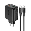 Fali töltő Acefast A13 PD 65W, 2x USB-C + USB, fekete (A13 black)