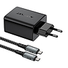 Fali töltő Acefast A17, 65 W GaN + kábel USB-C, fekete