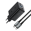 Fali töltő Acefast A17, 65 W GaN + kábel USB-C, fekete