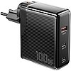 Fali töltő, Essager, ECT2CA-ZXB01-Z, GaN, USB-A, USB-C 100 W (fekete)