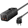 Fali töltő, Essager, ECTAC-BRB01-Z, GaN, 3xUSB-C, 2xUSB-A, Gniazdko AC, 75W (fekete)