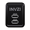 Fali töltő INVZI GaN 2x USB-C, 45W, EU fekete (GH4512EU)