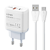 Fali töltő LDNIO A2421C USB, USB-C 22.5W + MicroUSB kábel (A2421C Micro)