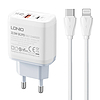 Fali töltő LDNIO A2421C USB, USB-C 22.5W + USB-C - Lightning kábel (A2421C Type C to lig)