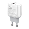 Fali töltő LDNIO A2421C USB, USB-C 22.5W + USB-C - Lightning kábel (A2421C Type C to lig)