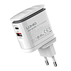 Fali töltő LDNIO A2423C USB, USB-C + Lightning kábel (A2423C Lightning)