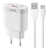 Fali töltő LDNIO A303Q USB 18W + MicroUSB kábel (A303Q Micro)