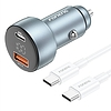 Foneng C18 1xUSB-A, 1xUSB-C 2,4A 48W autós töltő szürke + USB-C-USB-C kábel (C18 Type-C to Type-C)