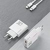 GaN Dudao A30EUL 30W USB-A / USB-C fali töltő + USB-C - Lightning kábel - fehér