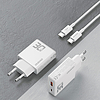 GaN Dudao A30EUT 30 W USB-A / USB-C fali töltő + USB-C - USB-C kábel - fehér