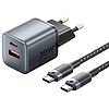 GaN Vention USB-C+A 30W töltő + USB-C kábel 1m szürke (TZ-FEWH0-EU)