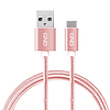 GND USB-A/USB-C kábel, 1 méter, fonott - pink szín (GNDUSBAC100MM09)