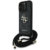 Guess 4G Big Logo Cord Stap keresztpántos iPhone 16 Pro Max tok, fekete
