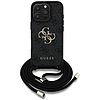 Guess 4G Big Logo Cord Stap keresztpántos iPhone 16 Pro Max tok, fekete