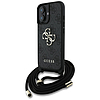 Guess 4G Big Logo Cord Stap keresztpántos iPhone 16 tok, fekete