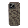 Guess 4G Collection bőr fém logó MagSafe - iPhone 15 Pro Max tok barna (GUHMP15XG4GFRW)