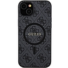 Guess 4G Collection bőr fém logó MagSafe tok iPhone-hoz 15/14/13 - fekete