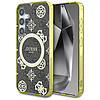Guess 4G háttérrel ellátott, aranyozott, galvanizált bazsarózsa mintás MagSafe tok Samsung Galaxy S25 készülékhez, barna