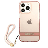 Guess áttetsző szíjas tok iPhone 13 Pro / 13 6.1"-hez - rózsaszín