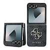 Guess bőr 4G fém logós tok Samsung Galaxy Z Flip 6-hoz, fekete