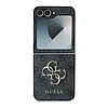 Guess bőr 4G fém logós tok Samsung Galaxy Z Flip 6-hoz, fekete