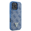 Guess bőr 4G háromszög alakú strasszos MagSafe tok iPhone 16 Próhoz, kék