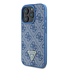 Guess bőr 4G háromszög alakú strasszos MagSafe tok iPhone 16 Próhoz, kék