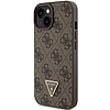Guess bőr 4G háromszög strassz tok iPhone 15-höz - barna