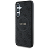 Guess bőr 4G színes gyűrű klasszikus logóval MagSafe Samsung Galaxy S25 tok fekete