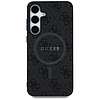 Guess bőr 4G színes gyűrű klasszikus logóval MagSafe Samsung Galaxy S25 tok fekete