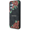Guess bőr 4G virágmintás fém klasszikus logós MagSafe tok Samsung Galaxy S25-höz, fekete