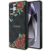 Guess bőr 4G virágmintás fém klasszikus logós MagSafe tok Samsung Galaxy S25 Ultra készülékhez, fekete