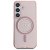 Guess Csillámos Kör Klasszikus Logós MagSafe Tok Samsung Galaxy S25 Telefonhoz Rózsaszín