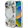 Guess csillámos virágos háromszög gombos MagSafe iPhone 16 tok fehér