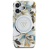 Guess csillámos virágos háromszög gombos MagSafe iPhone 16 tok fehér