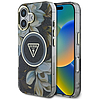 Guess csillámos virágos háromszög gombos MagSafe tok iPhone 16-hoz, fekete