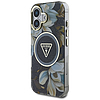 Guess csillámos virágos háromszög gombos MagSafe tok iPhone 16-hoz, fekete