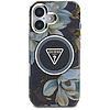 Guess csillámos virágos háromszög gombos MagSafe tok iPhone 16-hoz, fekete