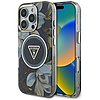 Guess csillámos virágos háromszög gombos MagSafe tok iPhone 16 Pro Maxhoz, fekete