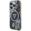 Guess csillámos virágos háromszög gombos MagSafe tok iPhone 16 Pro Maxhoz, fekete