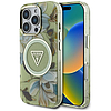 Guess csillámos virágos háromszög gombos MagSafe tok iPhone 16 Próhoz zöld