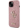 Guess Glitter Script Big 4G tok iPhone 15-höz - rózsaszín