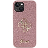 Guess Glitter Script Big 4G tok iPhone 15-höz - rózsaszín