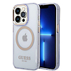 Guess Gold Outline áttetsző MagSafe tok iPhone 14 Pro Max 6.7"-hez, lila