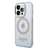 Guess Gold Outline áttetsző MagSafe tok iPhone 14 Pro Max 6.7"-hez, lila