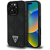 Guess Grained Hot Stamp Peony háromszög logós MagSafe tok iPhone 16 Pro Maxhoz, fekete