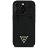 Guess Grained Hot Stamp Peony háromszög logós MagSafe tok iPhone 16 Pro Maxhoz, fekete