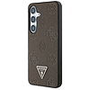 Guess Grained Hot Stamp Peony Pattern Triangle Logo MagSafe tok Samsung Galaxy S25 készülékhez, barna
