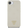 Guess Grained Hot Stamp Peony Triangle Logo MagSafe tok iPhone 16e-hez - bézs